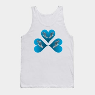Heart Design | Grouper Trio in 3 Blue Hearts | White Background | Tank Top